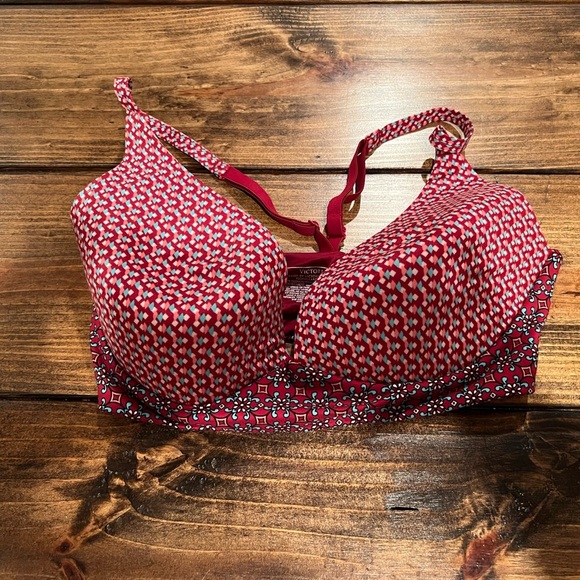Body by Victoria lightly lined plunge bra size 34DD, printed, pullover, EUC - Picture 1 of 6
